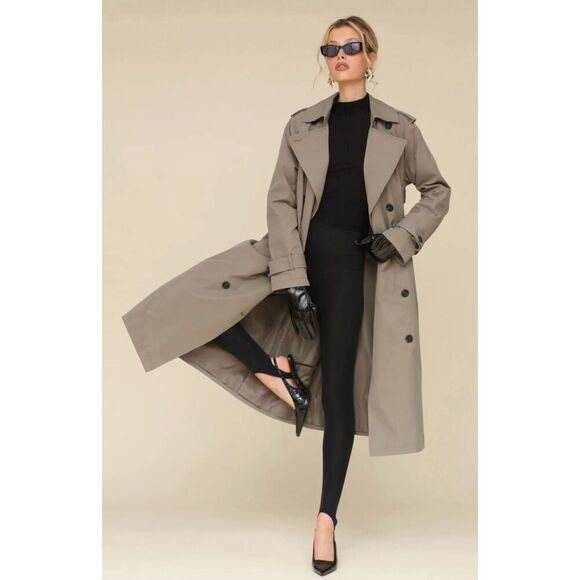 AVEC LES FILLES City Relaxed Water Resistant Belted Trench Coat Size L NWT! - Picture 2 of 11